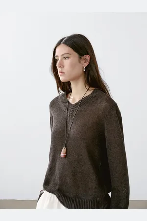 Massimo Dutti Pull Col V Coton Mélangé - - L - - Femme