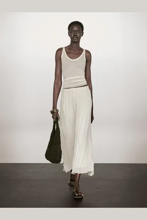 Massimo Dutti Jupe Midi Ample Plissée - - M - - Femme