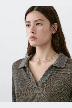 Massimo Dutti Pull En Maille 100 % Lin À Col Polo - - Xs - - Femme