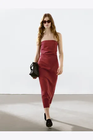 Massimo Dutti Robe Midi Bustier En Lin - - 34 - - Femme
