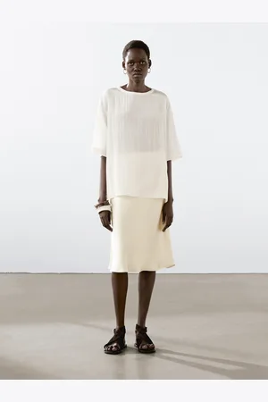 Massimo Dutti Jupe Fluide Effet Satiné - - 34 - - Femme