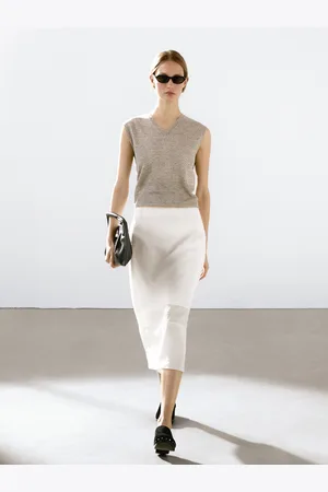 Massimo Dutti Jupe Midi Satinée - - 36 - - Femme