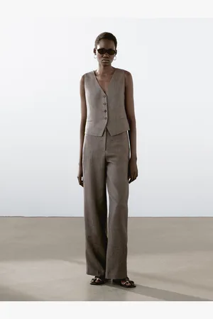 Massimo Dutti Pantalon Fluide 100 % Lin - - 40 - - Femme
