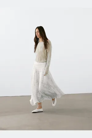 Massimo Dutti Jupe Midi Fluide À Carreaux - - 36 - - Femme
