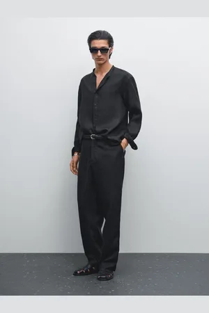 Massimo Dutti Chemise Regular 100 % Lin À Col Mao - - S - - Homme