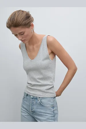 Massimo Dutti Top À Dentelle En Coton Mélangé - - Xs - - Femme