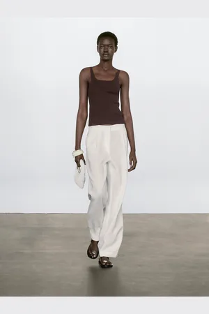 Massimo Dutti Top En Maille Côtelée 100 % Coton - - Xl - - Femme