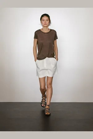 Massimo Dutti T-Shirt 100 % Lin À Manches Courtes - - Xs - - Femme