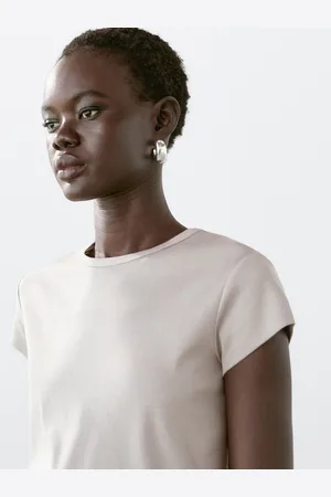 Massimo Dutti T-Shirt À Manches Courtes 100 % Coton - - M - - Femme