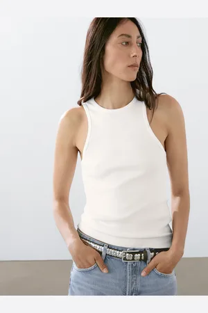 Massimo Dutti Top À Encolure Américaine En Coton Mélangé - - M - - Femme