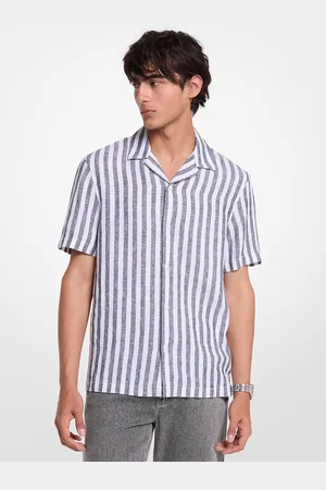 Michael Kors Chemise rayée en mélange de lin et coton