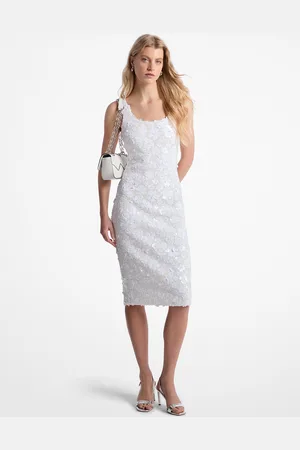 Michael Kors Robe mi-longue en néoprène fleurie travaillée