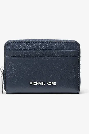 Michael Kors Petit porte-cartes entièrement zippé Jet Set en cuir grainé