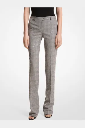 Michael Kors Pantalon Carolyn en laine brodée extensible à carreaux prince-de-galles