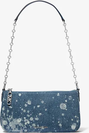 Michael Kors Pochette Empire de taille moyenne en denim à effet éclaboussures et à maillons