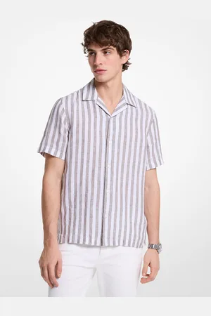 Michael Kors Chemise rayée en mélange de lin et coton