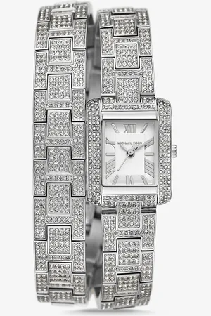 Michael Kors Petite montre Emery ée à bracelet double avec pierres pavées
