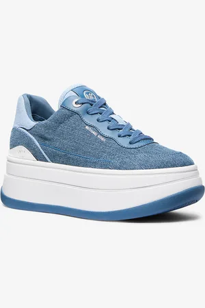 Michael Kors Basket Hayes en denim bicolore à semelle compensée