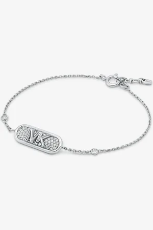 Michael Kors Bracelet en sterling plaqué en métal précieux à pierres pavées et logo Empire