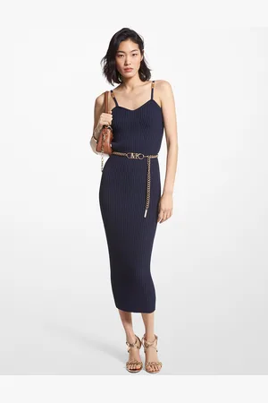 Michael Kors Robe bustier côtelée à ceinture en viscose extensible