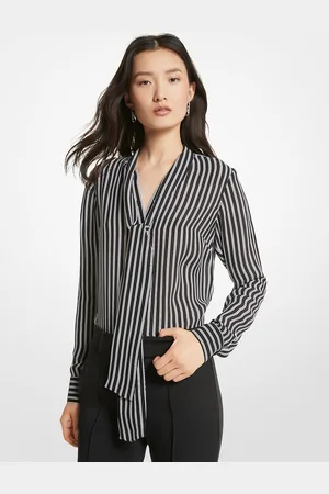 Michael Kors Chemisier à col lavallière en georgette rayée