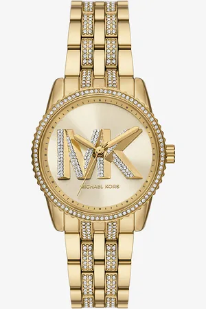 Michael Kors Mini montre Bryant dorée à pierres pavées et logo