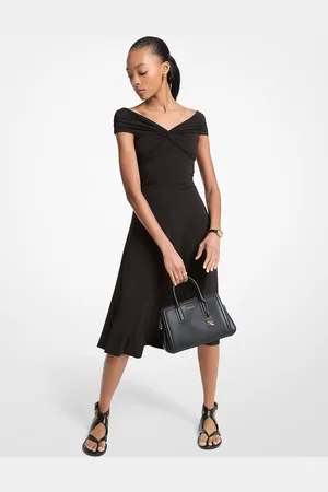 Michael Kors Robe mi-longue en viscose extensible à épaules dénudées