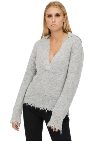 ERIKA CAVALLINI Femme, Pulls, Gris, Taille: 38 FR Tricots à col en V