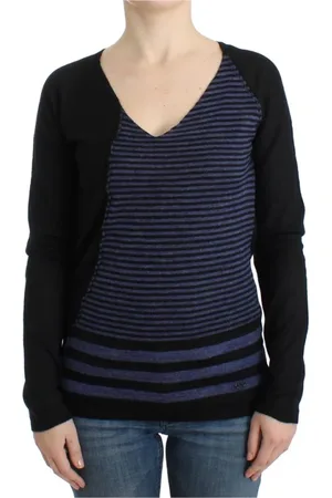 Costume National Femme, Pulls, Noir, Taille: 36 FR Pull à col en V rayé