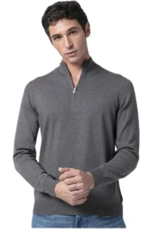Gran Sasso Homme, Pulls, Gris, Taille: 5XL Pull taupe à col zippé