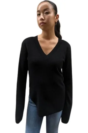 NUDE Femme, Pulls, Noir, Taille: 38 FR Tricots à col en V