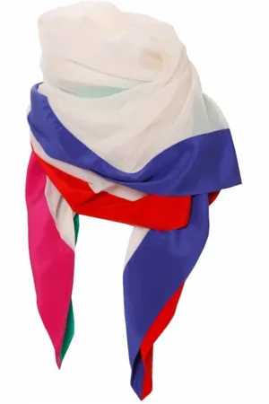 Saint Laurent Femme, Pre-owned, Blanc, Taille: ONE Size Pre-owned Vintage square scarf with colored edges