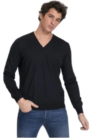Gran Sasso Homme, Pulls, Noir, Taille: L Pull bleu marine à col V