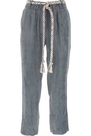 ALYSI Femme, Pantalons, Bleu, Taille: 36 FR Wide Pantalons