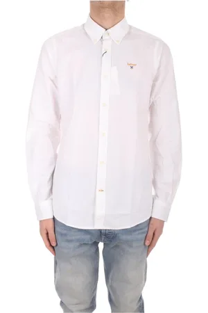 Barbour Homme, Chemises, Blanc, Taille: XL Chemise à manches longues pour homme avec logo emblématique