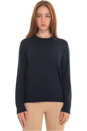 HUGO BOSS Femme, Pulls, Bleu, Taille: 40 FR Pull à Col Rond Côtelé