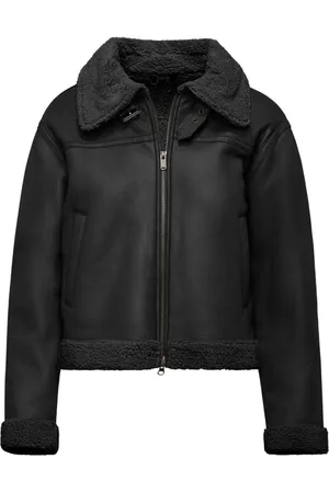 Bomboogie Femme, Vestes, Noir, Taille: 36 FR Veste Teddy en Cuir Souple