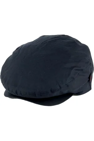 Barbour Homme, Accessoires, Bleu, Taille: M Casquette plate en coton ciré bleu marine avec rabats en tartan