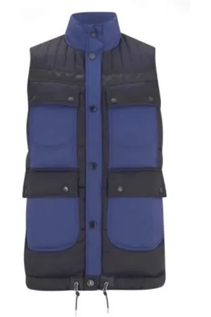 Barbour Homme, Vestes, Bleu, Taille: XL Gilet matelassé bleu marine avec motifs de tissu uniques