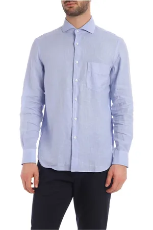 Aspesi Homme, Chemises, Bleu, Taille: M Chemise en Lin Bleu Clair - SEM II Camicia