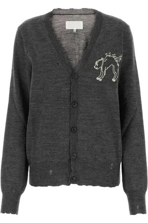 Maison Margiela Femme, Pulls, Gris, Taille: 42 FR Cardigan en laine graphite