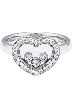 Chopard Femme, Accessoires, Gris, Taille: ONE Size Bague en or blanc avec diamants Happy Diamonds