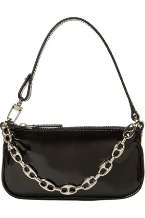 By Far Femme, Sacs, Noir, Taille: ONE Size Sac à Bandoulière en Cuir Verni Clouté