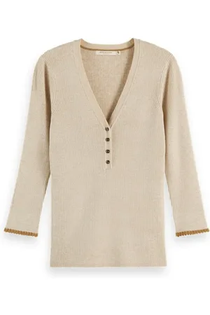 Scotch&Soda Femme, Pulls, , Taille: 42 FR Pull à Boutons et Manches Courtes