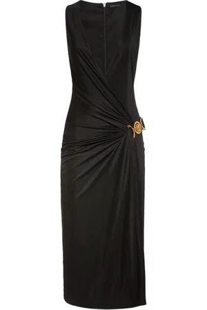 VERSACE Femme, Robes, Noir, Taille: 38 FR Robe sans manches en viscose avec décolleté en V
