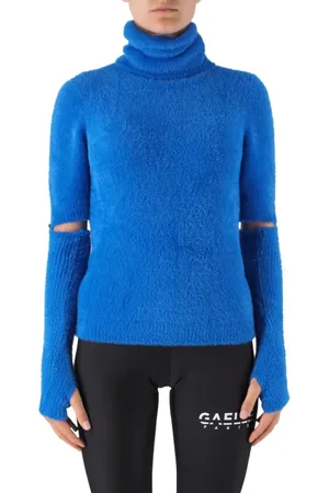 GAËLLE Femme, Pulls, Bleu, Taille: 36 FR Pull à Manches Courtes avec Gants Bleus