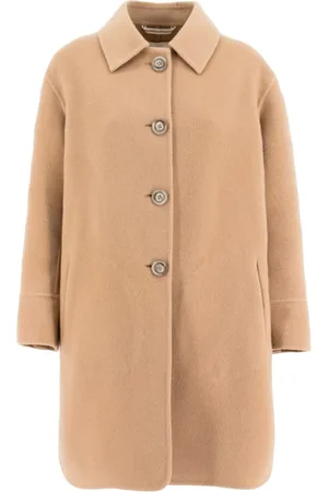 FEDELI Femme, Manteaux, Brun, Taille: 40 FR Manteau Long Doux avec Boutons en Résine