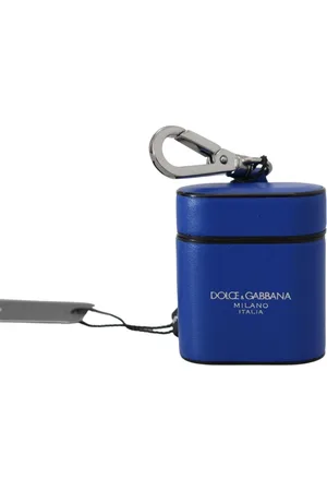 Dolce & Gabbana Femme, Sacs, Bleu, Taille: ONE Size Étui Airpods en Cuir Bleu à la Mode