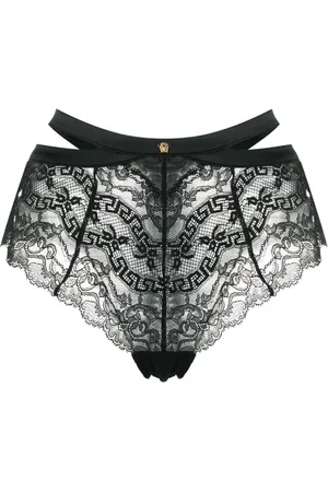 VERSACE Femme, Sous-vêtements, Noir, Taille: 42 FR Sous-vêtements en satin noir avec Medusa en métal
