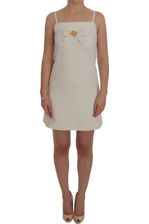 Dolce & Gabbana Femme, Robes, Blanc, Taille: 34 FR Robe Shift en Laine Blanche Extensible avec Broche